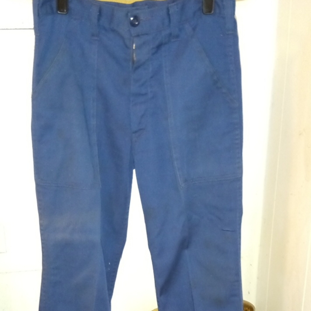Blue Cargo Pants with Belt Loops and Tapered Fit, Smart Style.